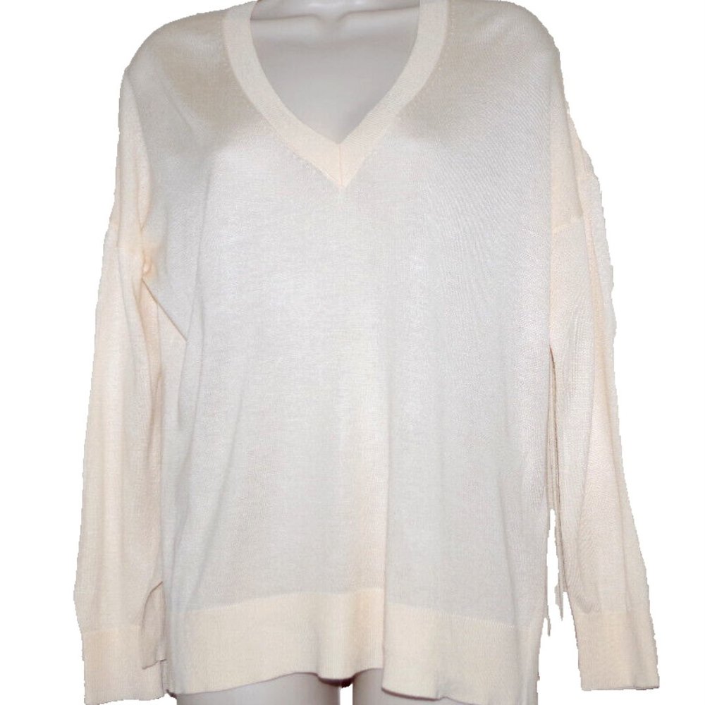 monoprix femme Cream Silk Cashmere v neck pullover sweater Size:1